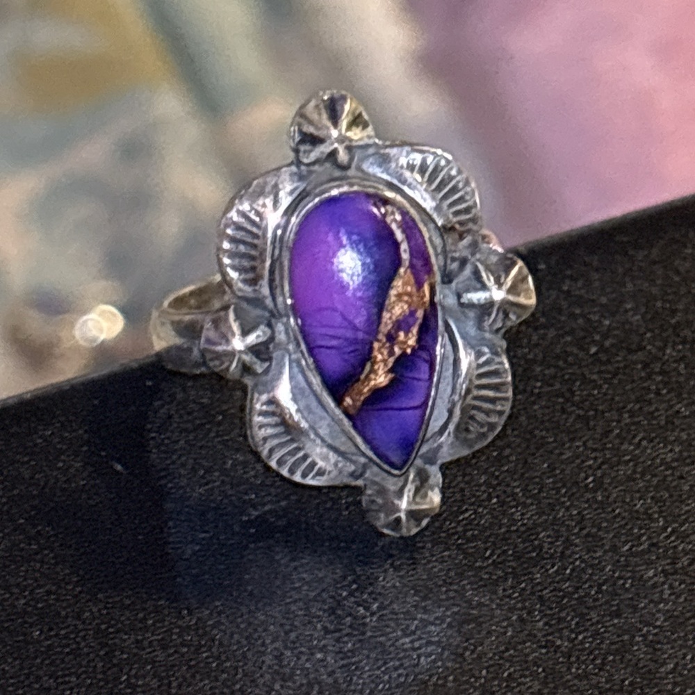 Silver and Purple Women's Ring